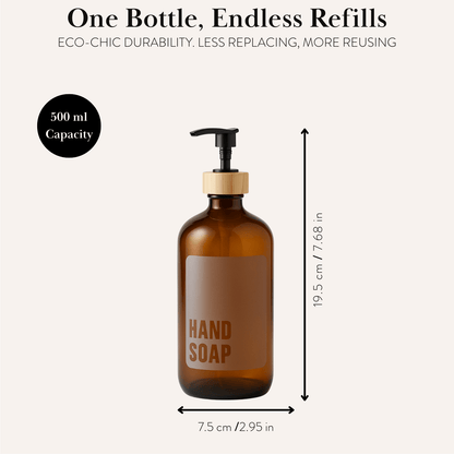 Hand Soap Glass Amber Bottle 500ml - Savvy &amp; Sorted