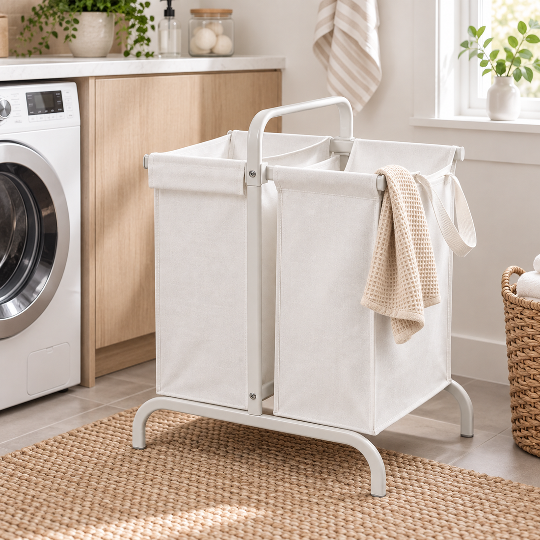 Dirty laundry for a laundry room organizer 