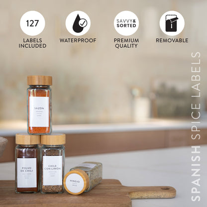 Minimalist Spice Labels in Spanish - Savvy &amp; Sorted