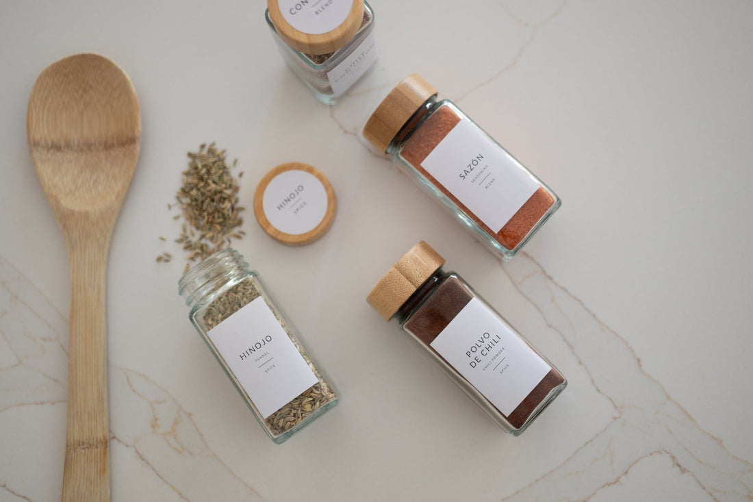Minimalist Spice Labels in Spanish - Savvy &amp; Sorted