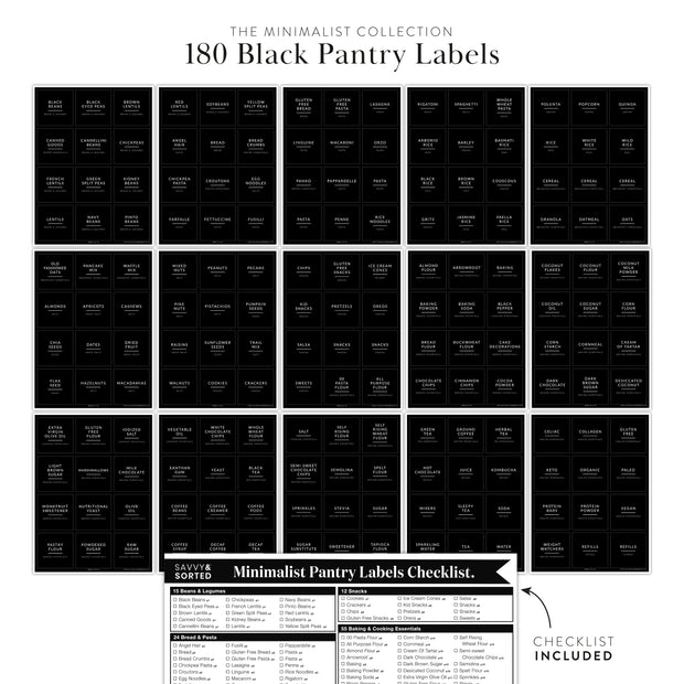Black Minimalist Pantry Labels