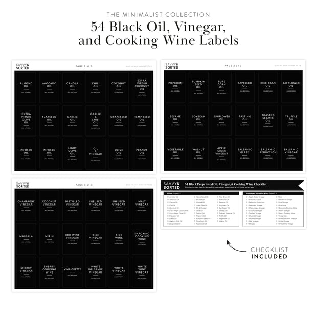 Black Minimalist Oil Labels
