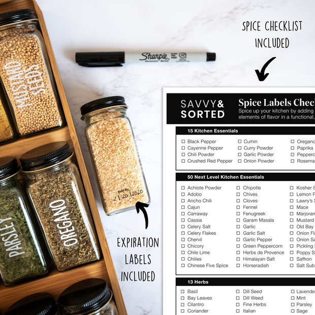Savvy & Sorted Vertical Spice Labels Pkg/168