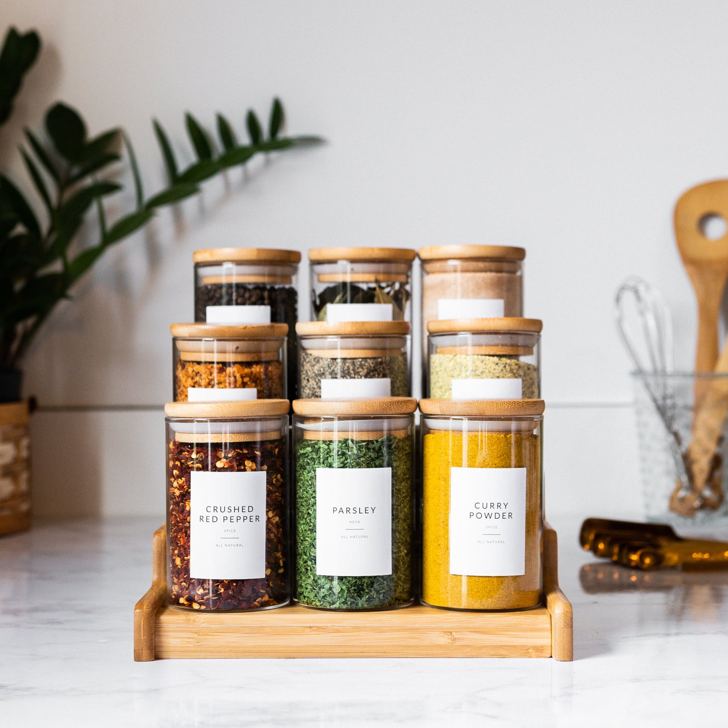 Natural Bamboo Spice Jars - Savvy &amp; Sorted
