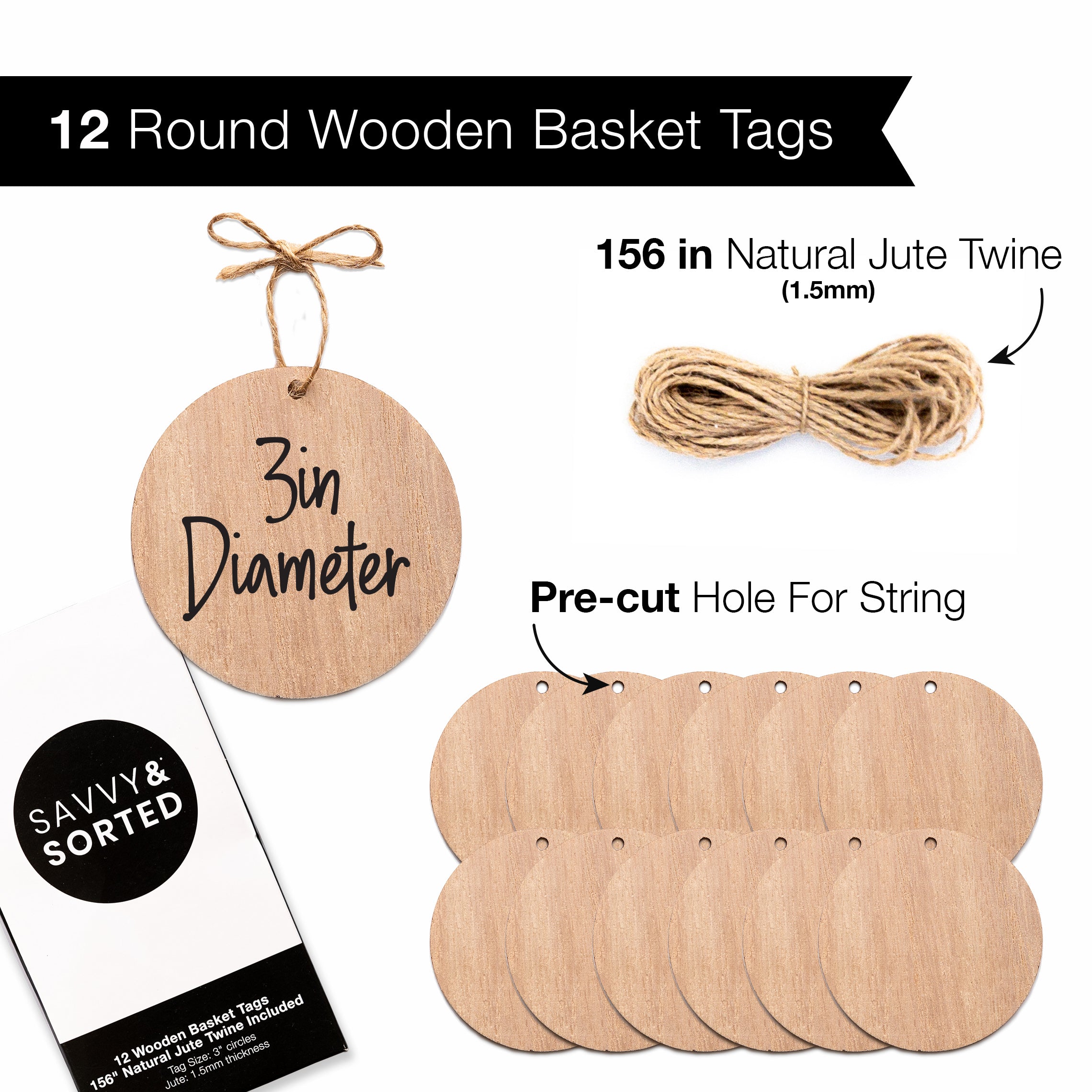 Wood Tags with Jute String - Savvy &amp; Sorted