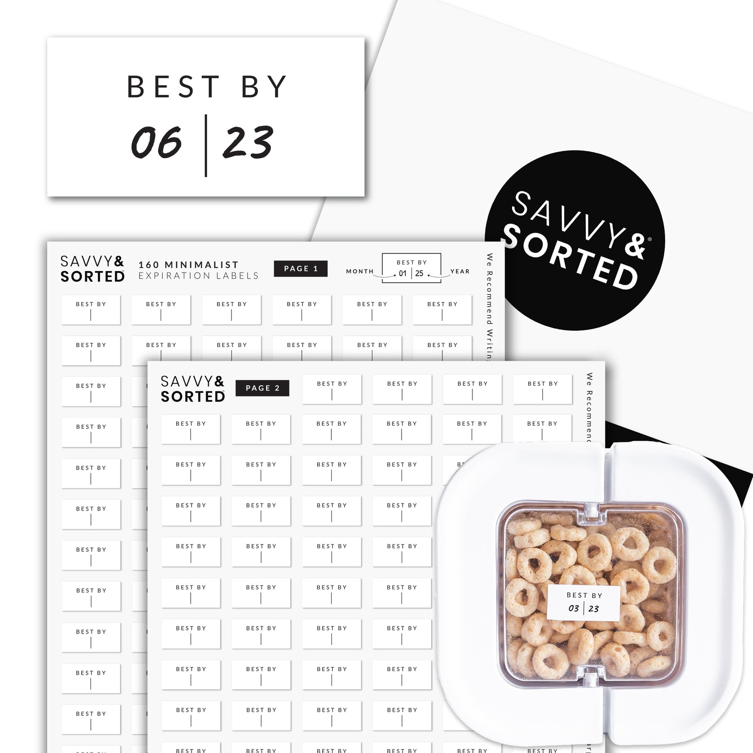 White Expiration - 160 Labels - Savvy &amp; Sorted