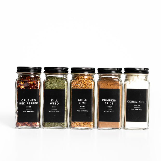 Savvy & Sorted® Black Minimalist Spice Labels