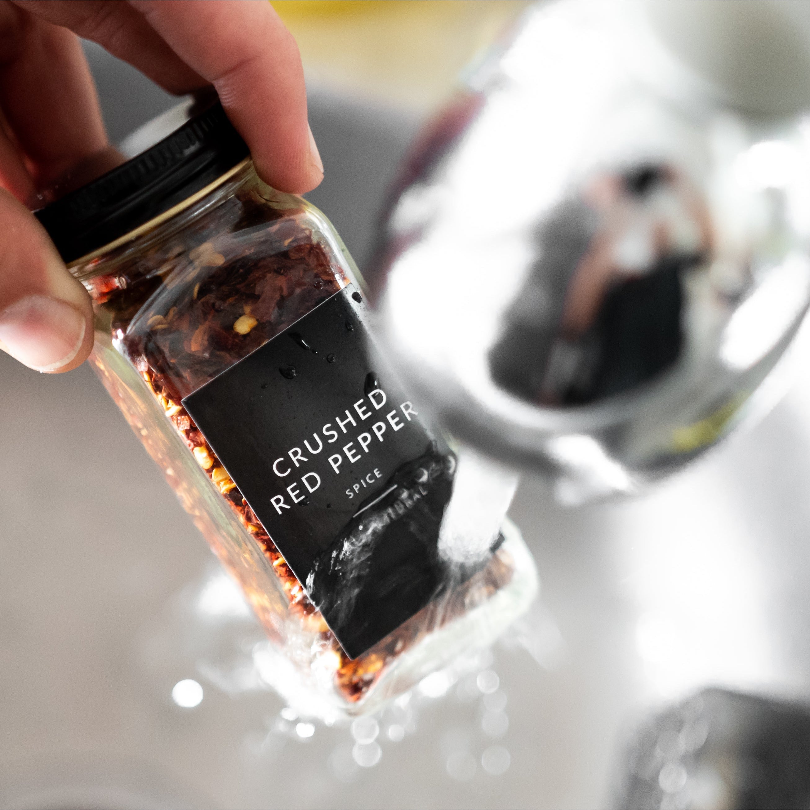 Gently hand washing the Black Minimalist Spice Label